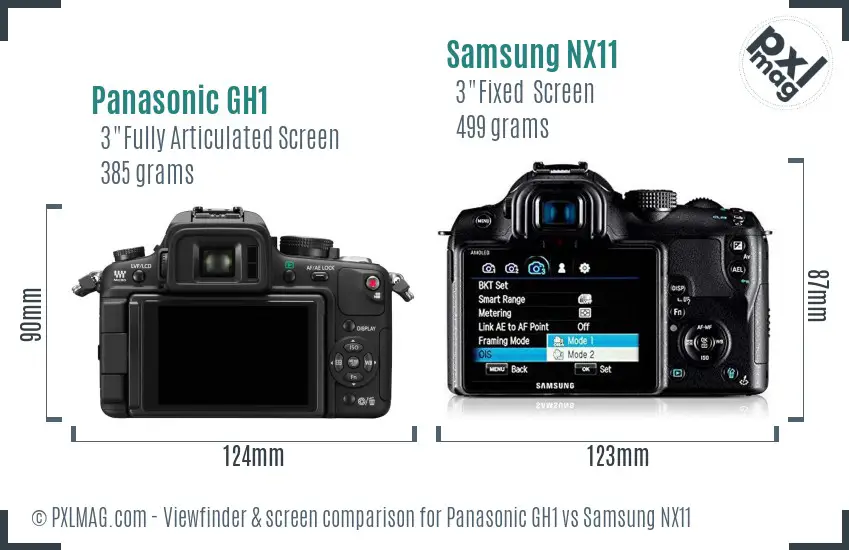 Panasonic GH1 vs Samsung NX11 Screen and Viewfinder comparison