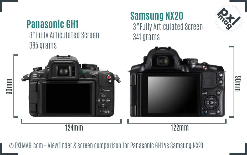 Panasonic GH1 vs Samsung NX20 Screen and Viewfinder comparison Panasonic GH1 vs Samsung NX20 Screen and Viewfinder comparison
