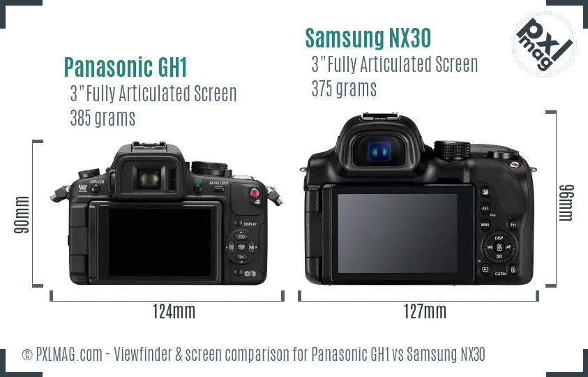Panasonic GH1 vs Samsung NX30 Screen and Viewfinder comparison