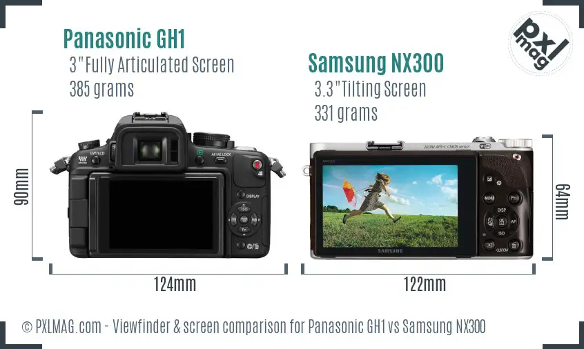 Panasonic GH1 vs Samsung NX300 Screen and Viewfinder comparison