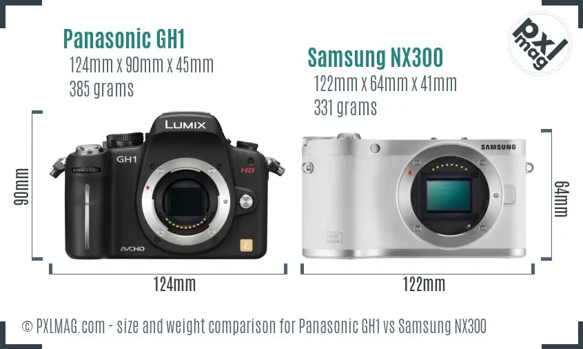 Panasonic GH1 vs Samsung NX300 size comparison
