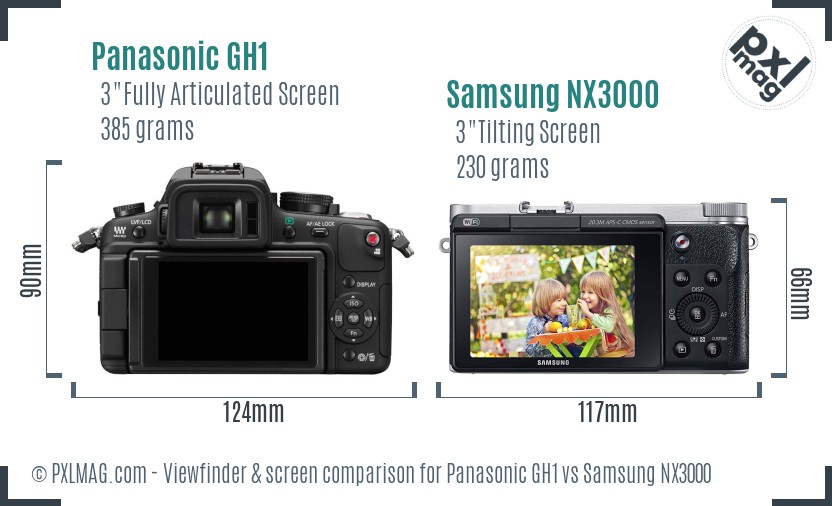 Panasonic GH1 vs Samsung NX3000 Screen and Viewfinder comparison