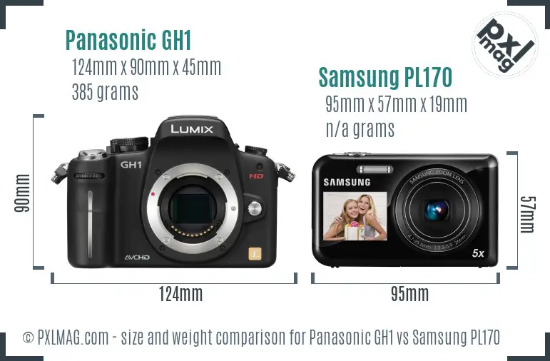 Panasonic GH1 vs Samsung PL170 size comparison