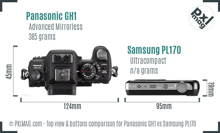 Panasonic GH1 vs Samsung PL170 top view buttons comparison