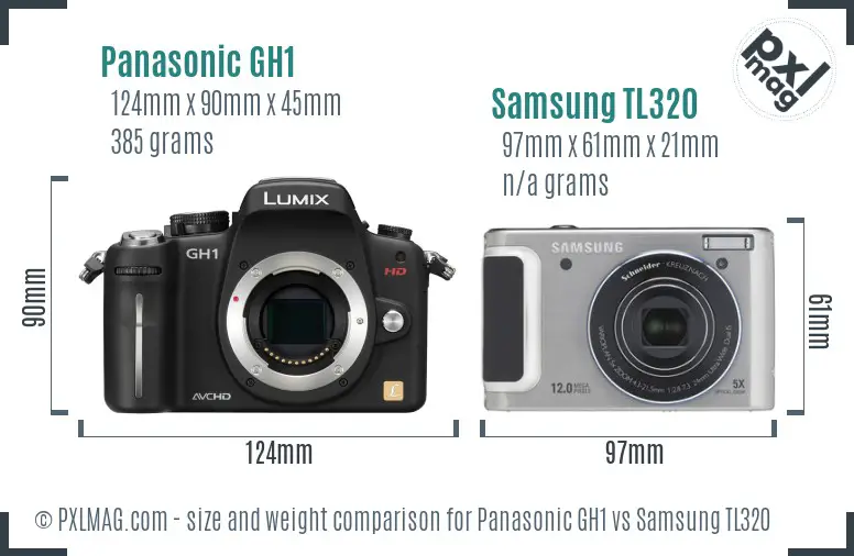 Panasonic GH1 vs Samsung TL320 size comparison