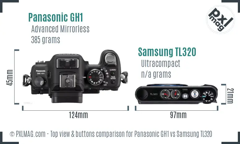 Panasonic GH1 vs Samsung TL320 top view buttons comparison