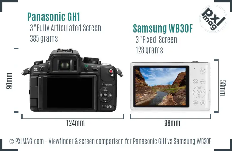 Panasonic GH1 vs Samsung WB30F Screen and Viewfinder comparison