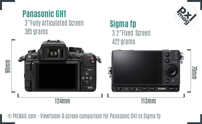 Panasonic GH1 vs Sigma fp Screen and Viewfinder comparison