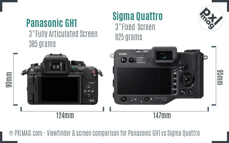 Panasonic GH1 vs Sigma Quattro Screen and Viewfinder comparison