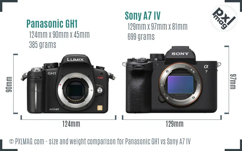 Panasonic GH1 vs Sony A7 IV size comparison