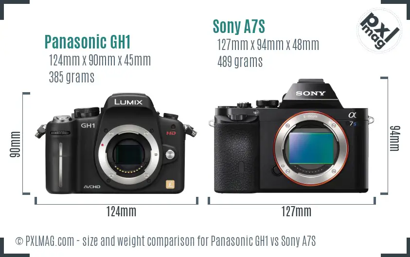 Panasonic GH1 vs Sony A7S size comparison