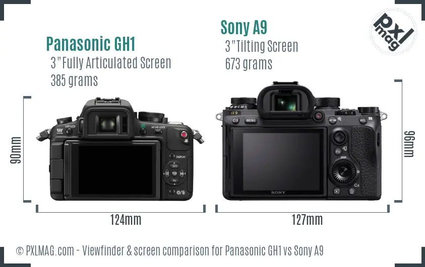 Panasonic GH1 vs Sony A9 Screen and Viewfinder comparison