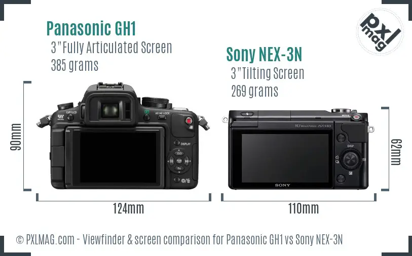 Panasonic GH1 vs Sony NEX-3N Screen and Viewfinder comparison