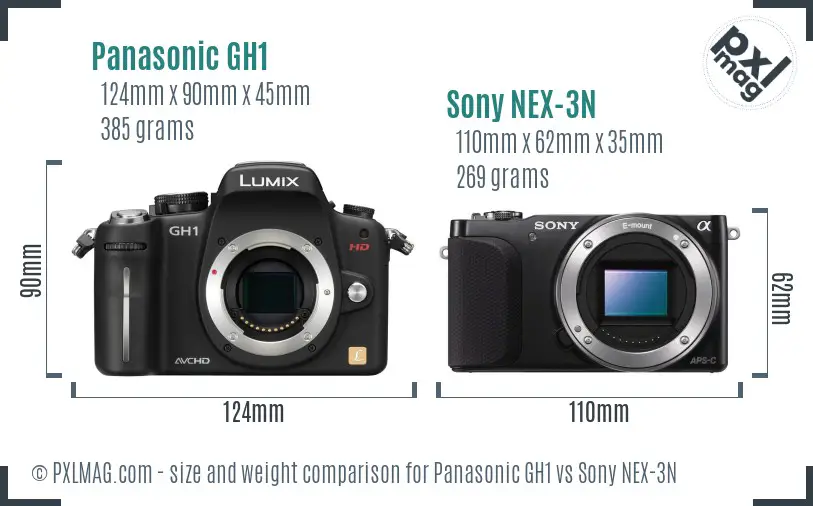 Panasonic GH1 vs Sony NEX-3N size comparison