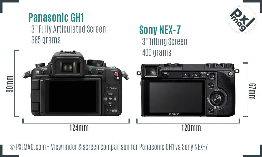 Panasonic GH1 vs Sony NEX-7 Screen and Viewfinder comparison