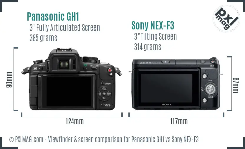 Panasonic GH1 vs Sony NEX-F3 Screen and Viewfinder comparison