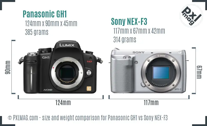 Panasonic GH1 vs Sony NEX-F3 size comparison Panasonic GH1 vs Sony NEX-F3 size comparison