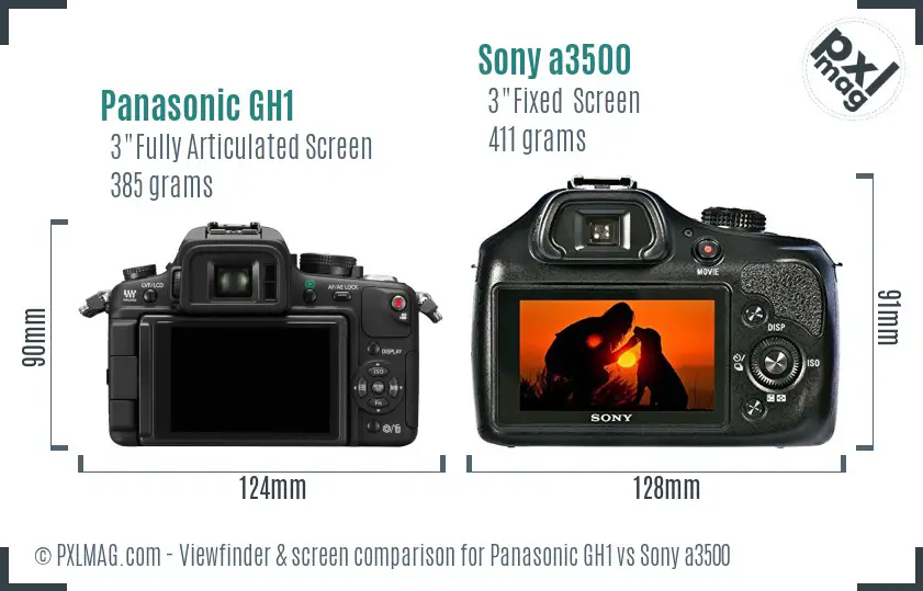 Panasonic GH1 vs Sony a3500 Screen and Viewfinder comparison Panasonic GH1 vs Sony a3500 Screen and Viewfinder comparison