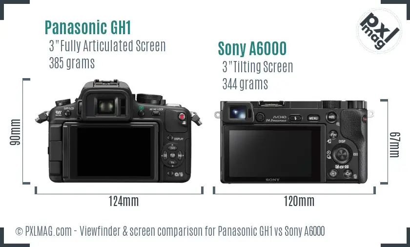 Panasonic GH1 vs Sony A6000 Screen and Viewfinder comparison