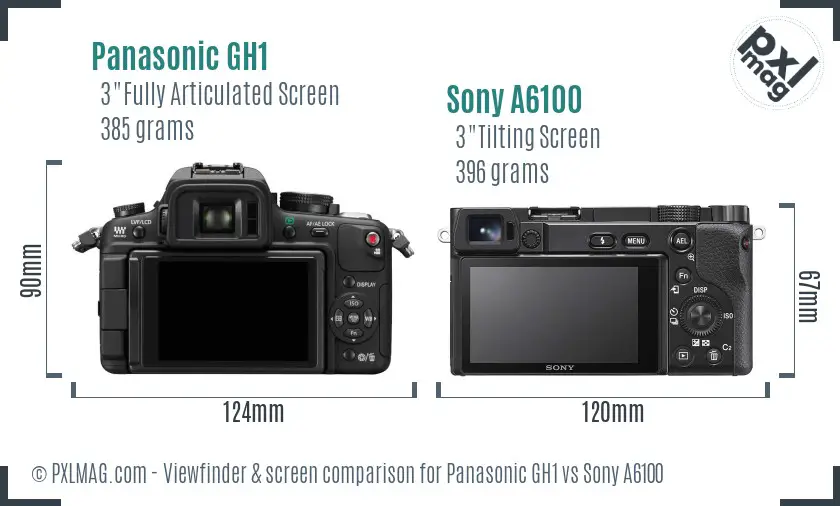 Panasonic GH1 vs Sony A6100 Screen and Viewfinder comparison