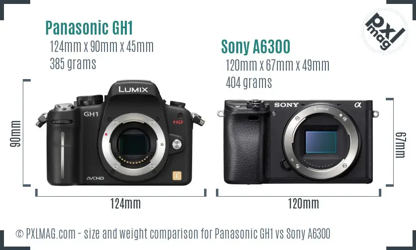 Panasonic GH1 vs Sony A6300 size comparison Panasonic GH1 vs Sony A6300 size comparison