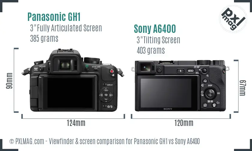 Panasonic GH1 vs Sony A6400 Screen and Viewfinder comparison