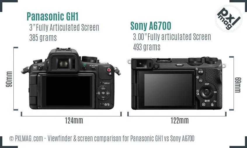 Panasonic GH1 vs Sony A6700 Screen and Viewfinder comparison