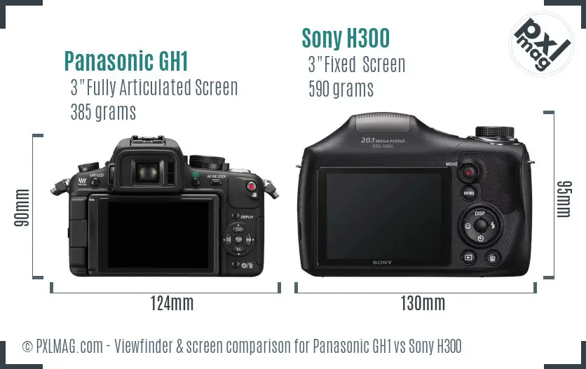 Panasonic GH1 vs Sony H300 Screen and Viewfinder comparison