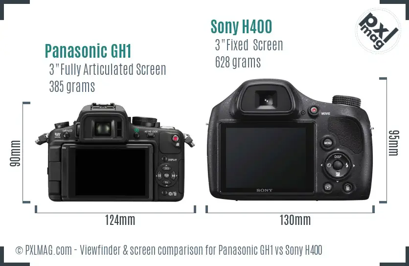 Panasonic GH1 vs Sony H400 Screen and Viewfinder comparison