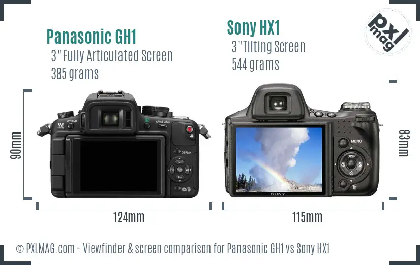 Panasonic GH1 vs Sony HX1 Screen and Viewfinder comparison