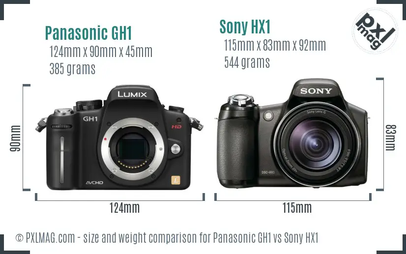 Panasonic GH1 vs Sony HX1 size comparison