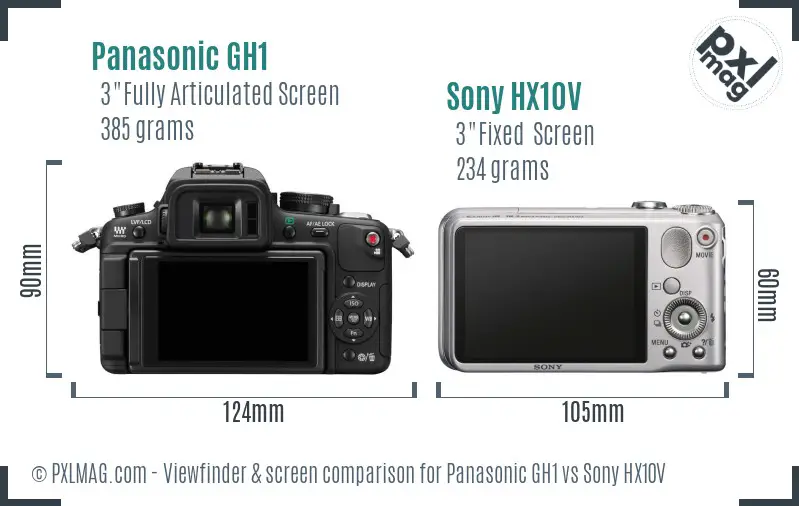 Panasonic GH1 vs Sony HX10V Screen and Viewfinder comparison Panasonic GH1 vs Sony HX10V Screen and Viewfinder comparison