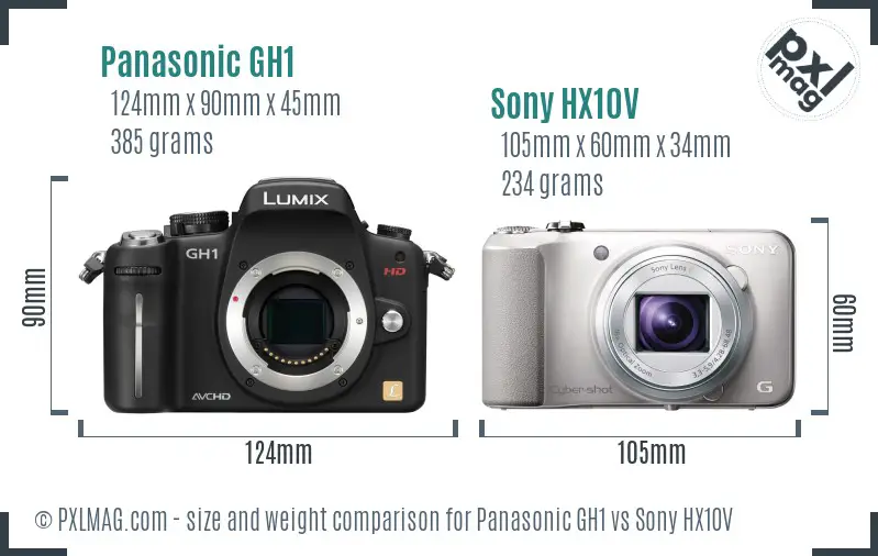 Panasonic GH1 vs Sony HX10V size comparison Panasonic GH1 vs Sony HX10V size comparison