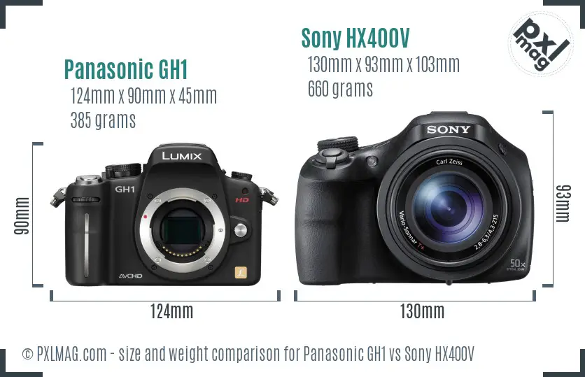 Panasonic GH1 vs Sony HX400V size comparison Panasonic GH1 vs Sony HX400V size comparison