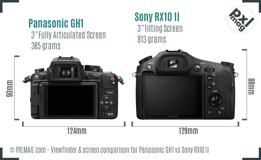Panasonic GH1 vs Sony RX10 II Screen and Viewfinder comparison Panasonic GH1 vs Sony RX10 II Screen and Viewfinder comparison