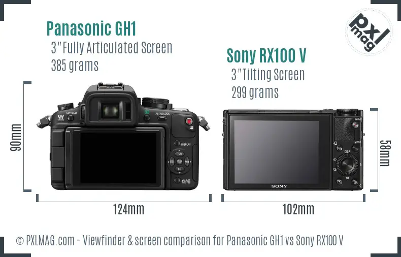 Panasonic GH1 vs Sony RX100 V Screen and Viewfinder comparison Panasonic GH1 vs Sony RX100 V Screen and Viewfinder comparison