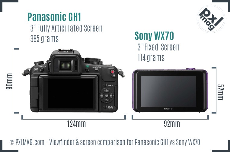 Panasonic GH1 vs Sony WX70 Screen and Viewfinder comparison