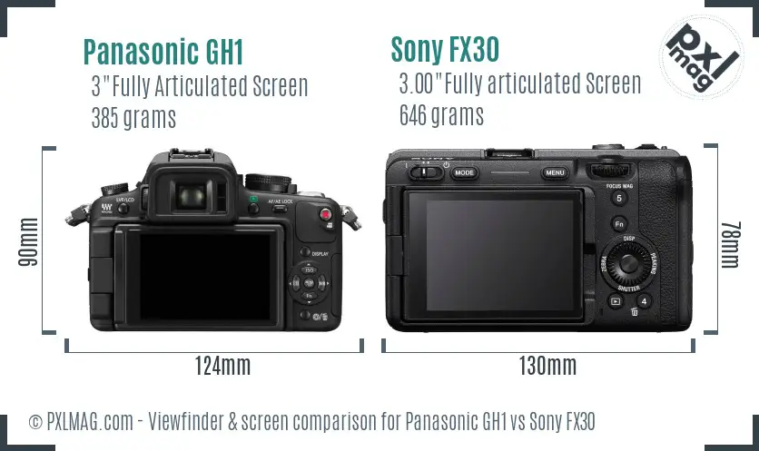Panasonic GH1 vs Sony FX30 Screen and Viewfinder comparison Panasonic GH1 vs Sony FX30 Screen and Viewfinder comparison