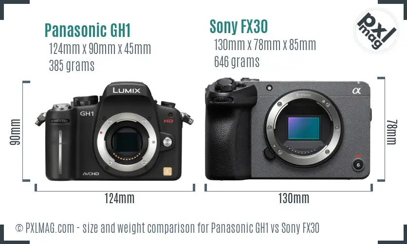 Panasonic GH1 vs Sony FX30 size comparison Panasonic GH1 vs Sony FX30 size comparison
