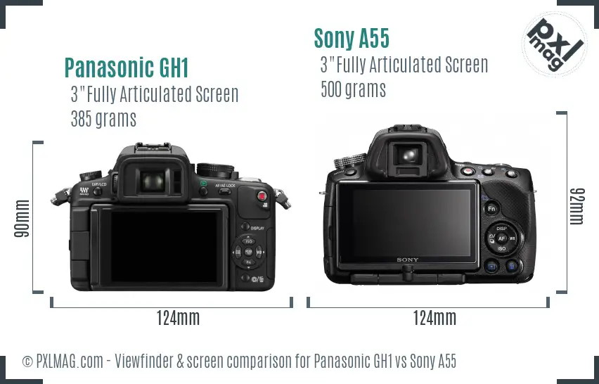 Panasonic GH1 vs Sony A55 Screen and Viewfinder comparison