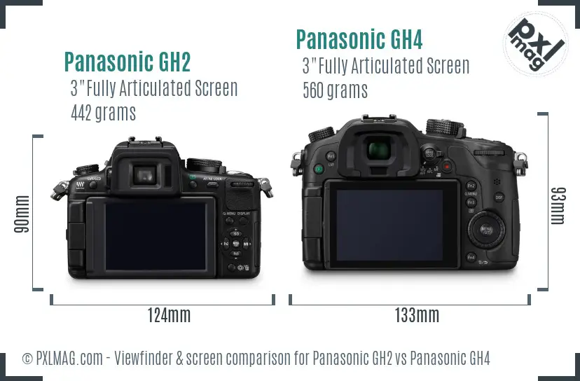 Panasonic GH2 vs Panasonic GH4 Screen and Viewfinder comparison
