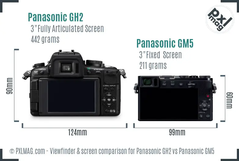 Panasonic GH2 vs Panasonic GM5 Screen and Viewfinder comparison