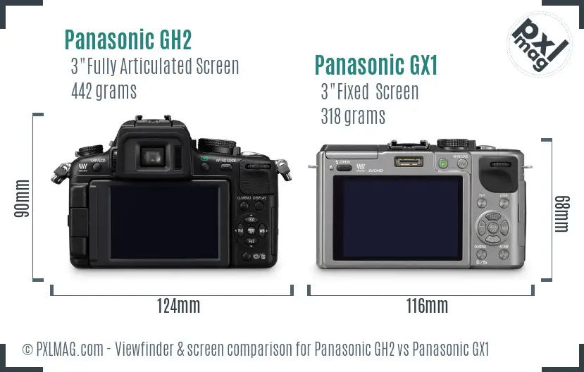 Panasonic GH2 vs Panasonic GX1 Screen and Viewfinder comparison