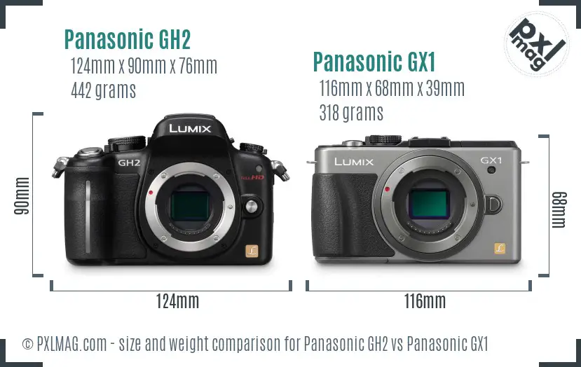 Panasonic GH2 vs Panasonic GX1 size comparison