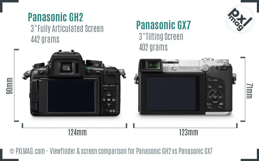 Panasonic GH2 vs Panasonic GX7 Screen and Viewfinder comparison