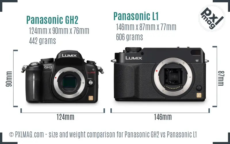 Panasonic GH2 vs Panasonic L1 size comparison