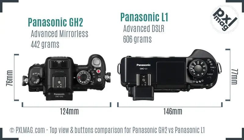Panasonic GH2 vs Panasonic L1 top view buttons comparison