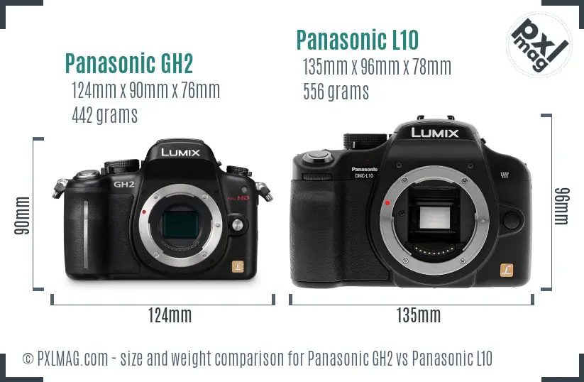 Panasonic GH2 vs Panasonic L10 size comparison
