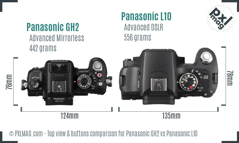 Panasonic GH2 vs Panasonic L10 top view buttons comparison