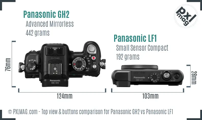 Panasonic GH2 vs Panasonic LF1 top view buttons comparison